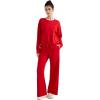 imageSUUKSESS Women Modal Fall 2 piece outfits Oversized Sweatshirt Wide Leg PantsRed
