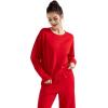 imageSUUKSESS Women Modal Fall 2 piece outfits Oversized Sweatshirt Wide Leg PantsRed