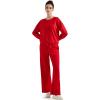 imageSUUKSESS Women Modal Fall 2 piece outfits Oversized Sweatshirt Wide Leg PantsRed