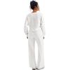 imageSUUKSESS Women Modal Fall 2 piece outfits Oversized Sweatshirt Wide Leg PantsWhite