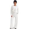 imageSUUKSESS Women Modal Fall 2 piece outfits Oversized Sweatshirt Wide Leg PantsWhite