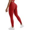 imageSUUKSESS Women No Front Seam Buttery Soft Leggings Ruched High Waist Yoga Pants54 Recycled Red