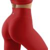 imageSUUKSESS Women No Front Seam Buttery Soft Leggings Ruched High Waist Yoga Pants54 Recycled Red