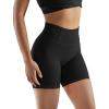 imageSUUKSESS Women No Front Seam Buttery Soft Workout Shorts Ruched High Waisted Tummy Control Gym Shorts1 Recycled Black