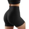 imageSUUKSESS Women No Front Seam Buttery Soft Workout Shorts Ruched High Waisted Tummy Control Gym Shorts1 Recycled Black