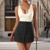 imageSUUKSESS Women Notch Neck Ribbed Seamless Bodysuit Padded Sexy Tank Tops1 Beige
