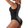 imageSUUKSESS Women Notch Neck Ribbed Seamless Bodysuit Padded Sexy Tank Tops1 Black