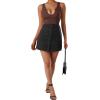 imageSUUKSESS Women Notch Neck Ribbed Seamless Bodysuit Padded Sexy Tank Tops1 Brown