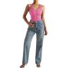 imageSUUKSESS Women Notch Neck Ribbed Seamless Bodysuit Padded Sexy Tank Tops1 Hot Pink
