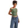 imageSUUKSESS Women Off Shoulder Tops Sleeveless Shirts Y2K Going Out Crop Tank TopArmy Green