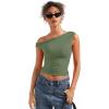 imageSUUKSESS Women Off Shoulder Tops Sleeveless Shirts Y2K Going Out Crop Tank TopArmy Green