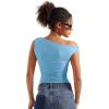 imageSUUKSESS Women Off Shoulder Tops Sleeveless Shirts Y2K Going Out Crop Tank TopBaby Blue