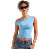 imageSUUKSESS Women Off Shoulder Tops Sleeveless Shirts Y2K Going Out Crop Tank TopBaby Blue