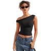 imageSUUKSESS Women Off Shoulder Tops Sleeveless Shirts Y2K Going Out Crop Tank TopBlack