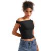imageSUUKSESS Women Off Shoulder Tops Sleeveless Shirts Y2K Going Out Crop Tank TopBlack