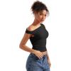 imageSUUKSESS Women Off Shoulder Tops Sleeveless Shirts Y2K Going Out Crop Tank TopBlack