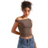 imageSUUKSESS Women Off Shoulder Tops Sleeveless Shirts Y2K Going Out Crop Tank TopBrown