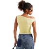 imageSUUKSESS Women Off Shoulder Tops Sleeveless Shirts Y2K Going Out Crop Tank TopButter Yellow