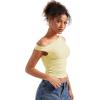imageSUUKSESS Women Off Shoulder Tops Sleeveless Shirts Y2K Going Out Crop Tank TopButter Yellow