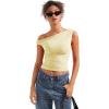 imageSUUKSESS Women Off Shoulder Tops Sleeveless Shirts Y2K Going Out Crop Tank TopButter Yellow
