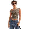 imageSUUKSESS Women Off Shoulder Tops Sleeveless Shirts Y2K Going Out Crop Tank TopCheetah Print
