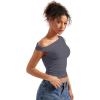 imageSUUKSESS Women Off Shoulder Tops Sleeveless Shirts Y2K Going Out Crop Tank TopGrey
