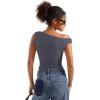 imageSUUKSESS Women Off Shoulder Tops Sleeveless Shirts Y2K Going Out Crop Tank TopGrey