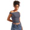 imageSUUKSESS Women Off Shoulder Tops Sleeveless Shirts Y2K Going Out Crop Tank TopGrey