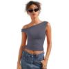 imageSUUKSESS Women Off Shoulder Tops Sleeveless Shirts Y2K Going Out Crop Tank TopGrey