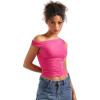 imageSUUKSESS Women Off Shoulder Tops Sleeveless Shirts Y2K Going Out Crop Tank TopHot Pink