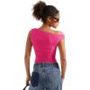 imageSUUKSESS Women Off Shoulder Tops Sleeveless Shirts Y2K Going Out Crop Tank TopHot Pink