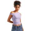 imageSUUKSESS Women Off Shoulder Tops Sleeveless Shirts Y2K Going Out Crop Tank TopLight Purple