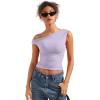 imageSUUKSESS Women Off Shoulder Tops Sleeveless Shirts Y2K Going Out Crop Tank TopLight Purple