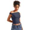 imageSUUKSESS Women Off Shoulder Tops Sleeveless Shirts Y2K Going Out Crop Tank TopNavy Blue