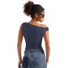imageSUUKSESS Women Off Shoulder Tops Sleeveless Shirts Y2K Going Out Crop Tank TopNavy Blue