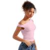 imageSUUKSESS Women Off Shoulder Tops Sleeveless Shirts Y2K Going Out Crop Tank TopPink