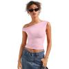 imageSUUKSESS Women Off Shoulder Tops Sleeveless Shirts Y2K Going Out Crop Tank TopPink