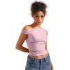 imageSUUKSESS Women Off Shoulder Tops Sleeveless Shirts Y2K Going Out Crop Tank TopPink