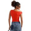 imageSUUKSESS Women Off Shoulder Tops Sleeveless Shirts Y2K Going Out Crop Tank TopRed