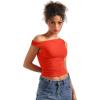imageSUUKSESS Women Off Shoulder Tops Sleeveless Shirts Y2K Going Out Crop Tank TopRed