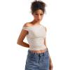imageSUUKSESS Women Off Shoulder Tops Sleeveless Shirts Y2K Going Out Crop Tank TopStone