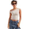 imageSUUKSESS Women Off Shoulder Tops Sleeveless Shirts Y2K Going Out Crop Tank TopStone