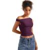 imageSUUKSESS Women Off Shoulder Tops Sleeveless Shirts Y2K Going Out Crop Tank TopViolet