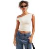 imageSUUKSESS Women Off Shoulder Tops Sleeveless Shirts Y2K Going Out Crop Tank TopWhite