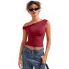 imageSUUKSESS Women Off Shoulder Tops Sleeveless Shirts Y2K Going Out Crop Tank TopWine Red