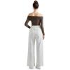 imageSUUKSESS Women Off the Shoulder Bodysuit Double Lined Going Out Short Sleeve Strapless Thong Body suit01 Brown