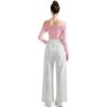 imageSUUKSESS Women Off the Shoulder Bodysuit Double Lined Going Out Short Sleeve Strapless Thong Body suit01 Pink