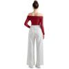 imageSUUKSESS Women Off the Shoulder Bodysuit Double Lined Going Out Short Sleeve Strapless Thong Body suit01 Red Pink
