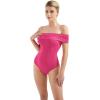 imageSUUKSESS Women Off the Shoulder Bodysuit Double Lined Going Out Short Sleeve Strapless Thong Body suit02 Red