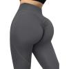 imageSUUKSESS Women Reflective High Waisted Running Leggings with Pockets Yoga Pants22 Peach Butt Lifting Grey